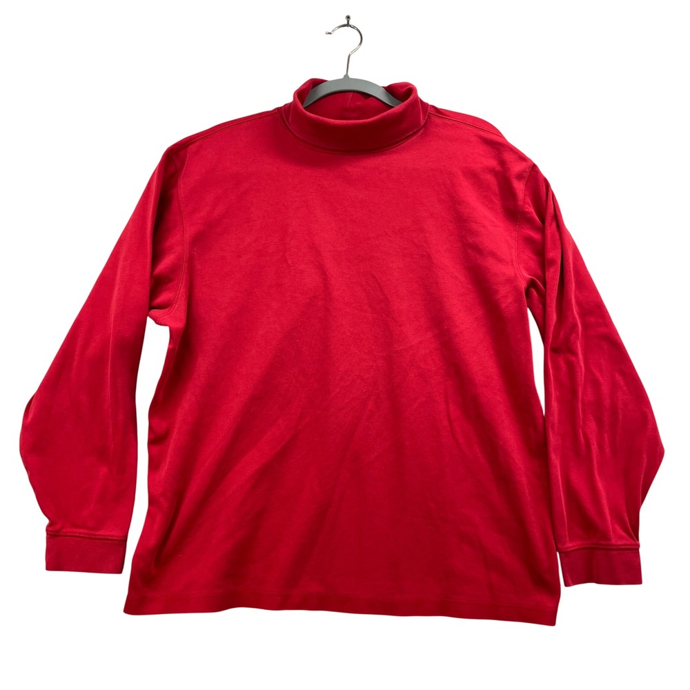 LL Bean Turtleneck Shirt Mens XL Red Traditional Fit Classic Long Sleeve